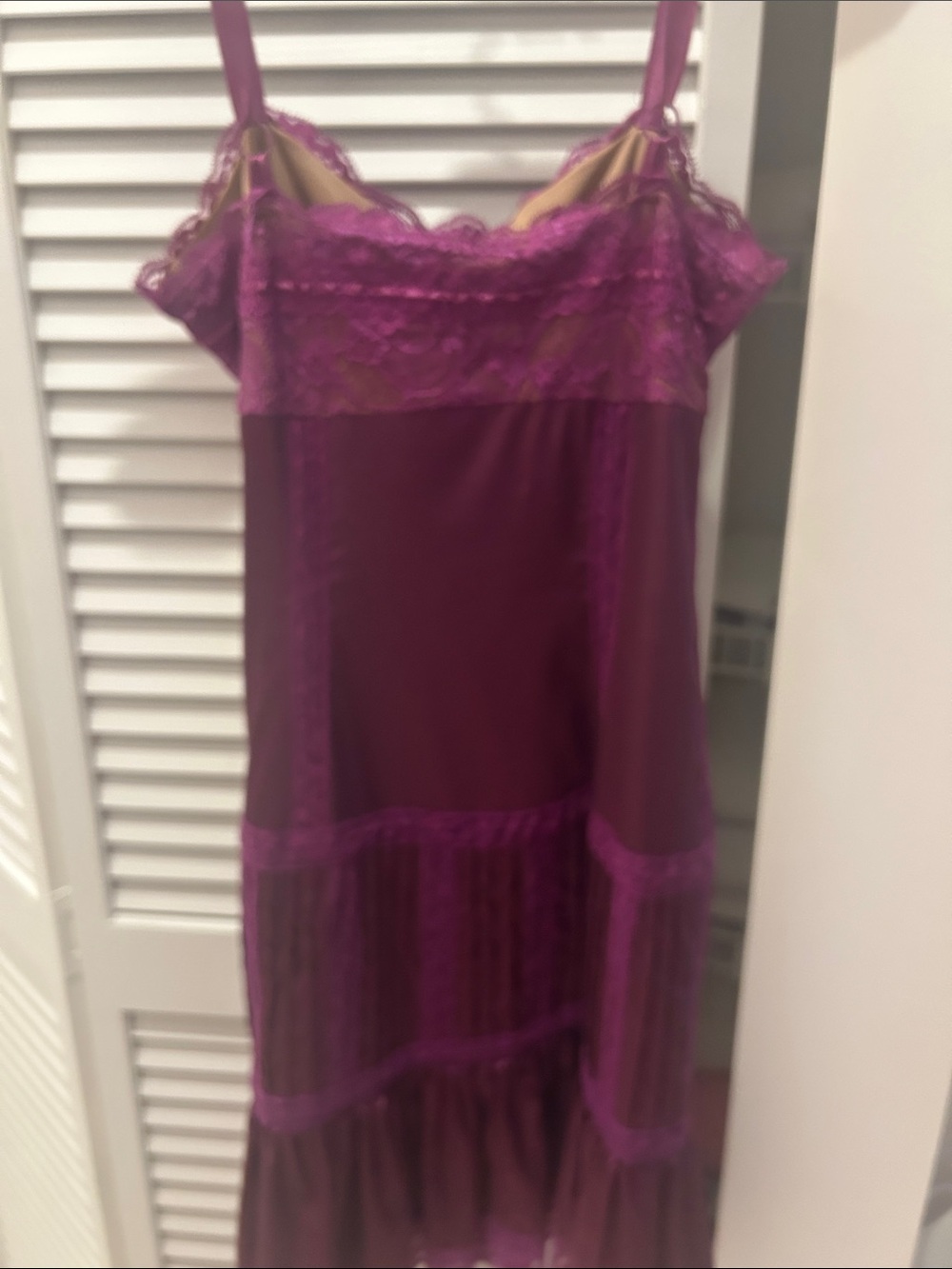 Betsey Johnson Plum Lace Trim Midi Slip Dress - Picture 2 of 5